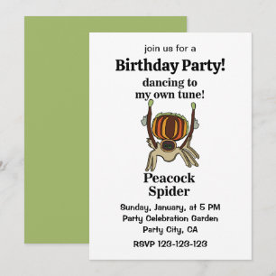 Peacock Spider Funny Birthday Party Invitation