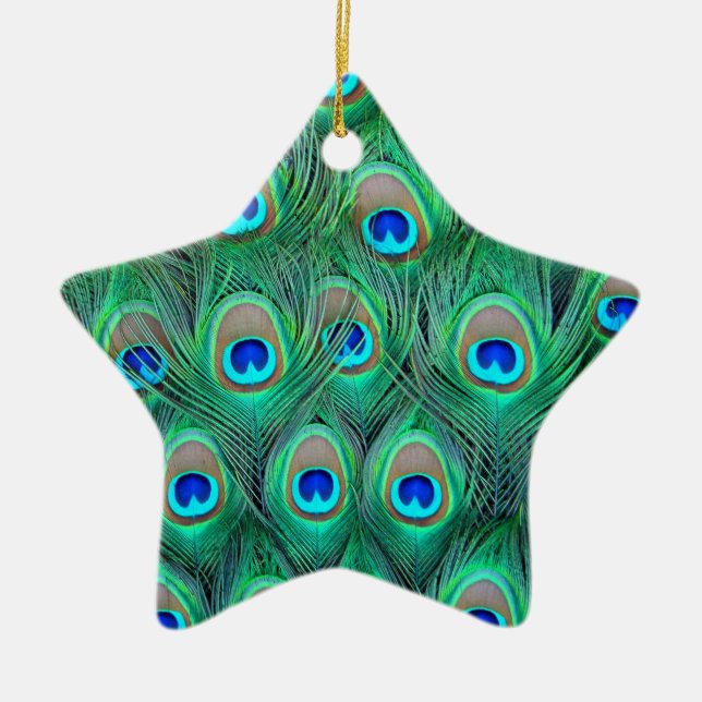 Peacock Splendour Ceramic Ornament (Front)