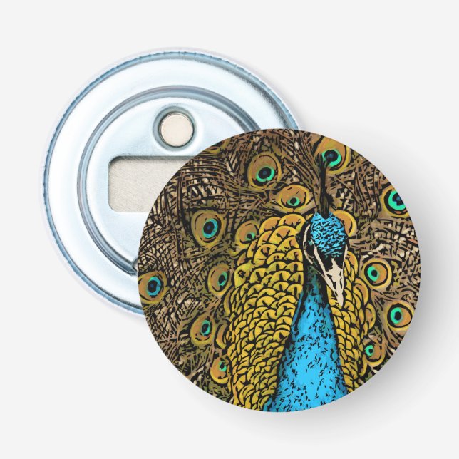 Peacock Splendour Illustration Bottle Opener (Front)