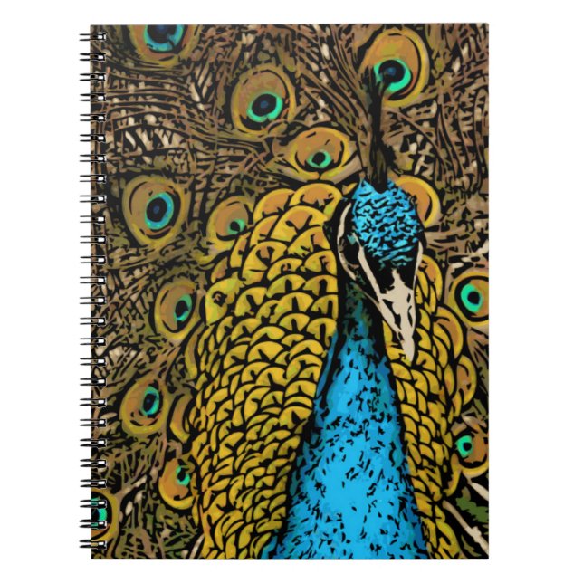 Peacock Splendour Illustration Notebook (Front)