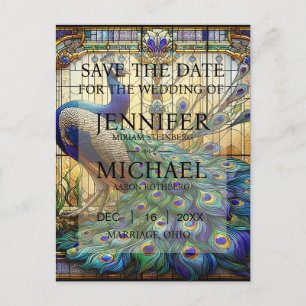 Peacock Stained Glass Wedding Invitations