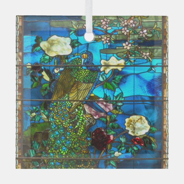 Peacock stained glass window ornament (Front)