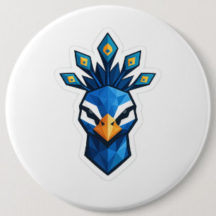 Peacock Sticker 6 Inch Round Button