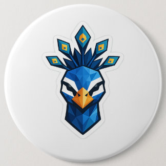 Peacock Sticker 6 Inch Round Button