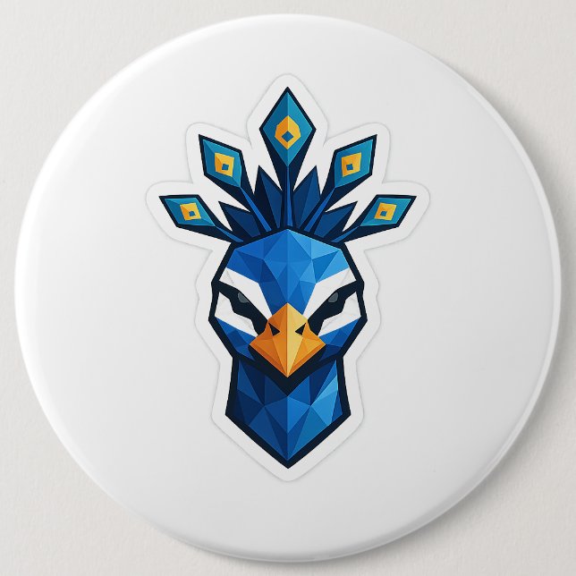 Peacock Sticker 6 Inch Round Button (Front)