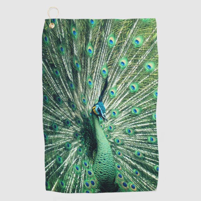 Peacock Strut  Golf Towel (Front)