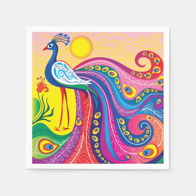 Peacock Sunrise Napkin (Front)