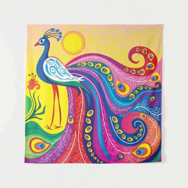 Peacock Sunrise Tapestry (Front)