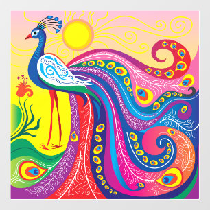 Peacock Sunrise Window Cling