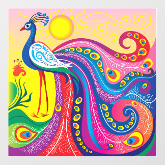 Peacock Sunrise Window Cling