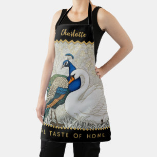 Peacock & Swan Apron, Morris Art / Vintage Floral Apron
