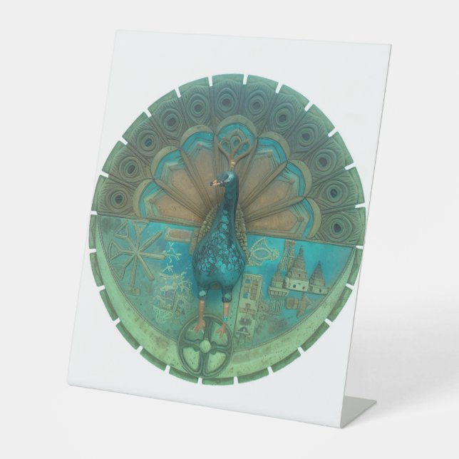 peacock symbol pedestal sign (Front)