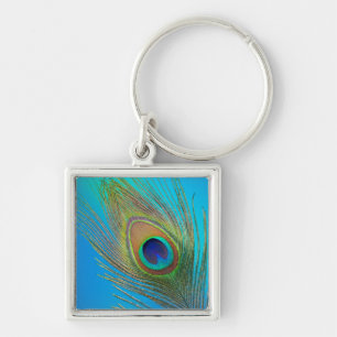 Peacock Tail Feather Keychain