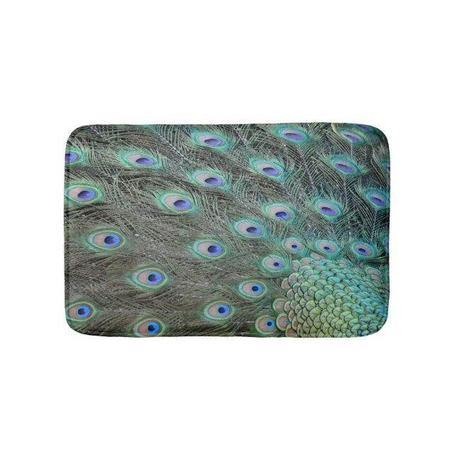 Peacock tail feathers bath mat (Front)