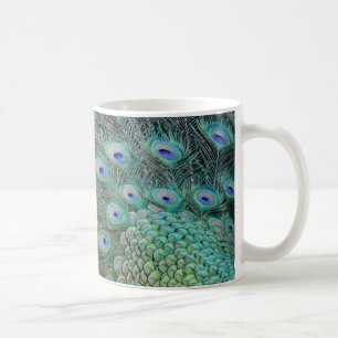 Peacock tail feathers coffee mug