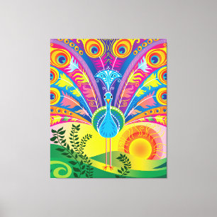 Peacock Tail Radiance Canvas Print