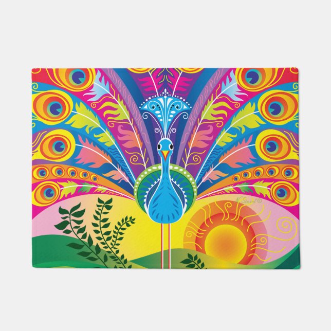 Peacock Tail Radiance Doormat (Front)