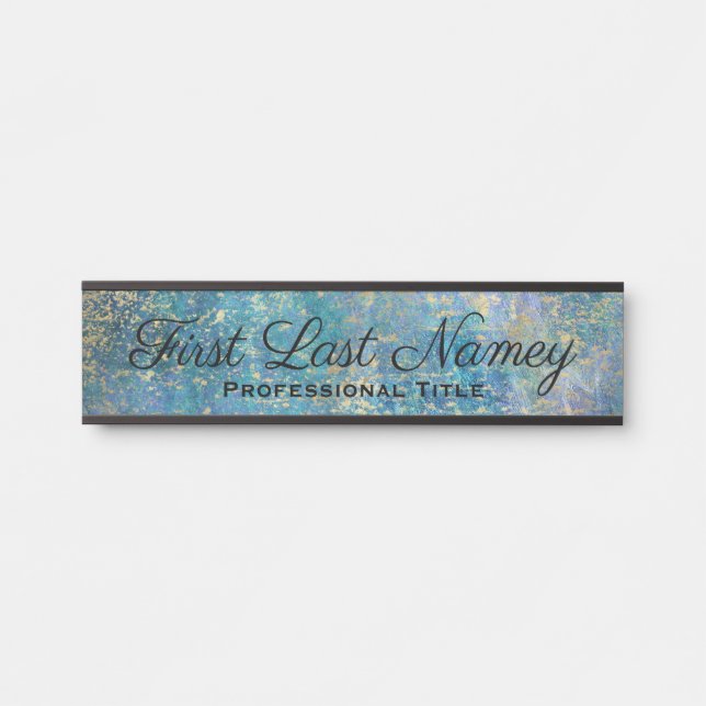 Peacock Teal Office Door Sign Elegant Name Plate (Front)