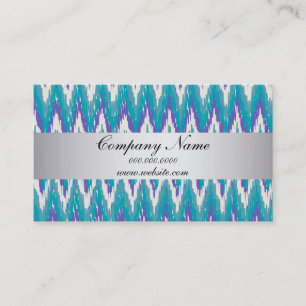 Peacock Teal TribaI  ZigZag Pocket 2019 Calendar Business Card