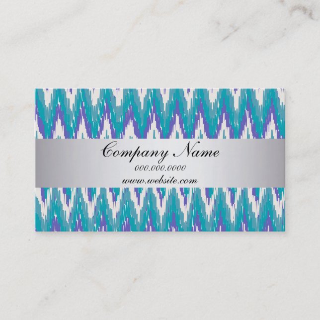 Peacock Teal TribaI  ZigZag Pocket 2019 Calendar Business Card (Front)