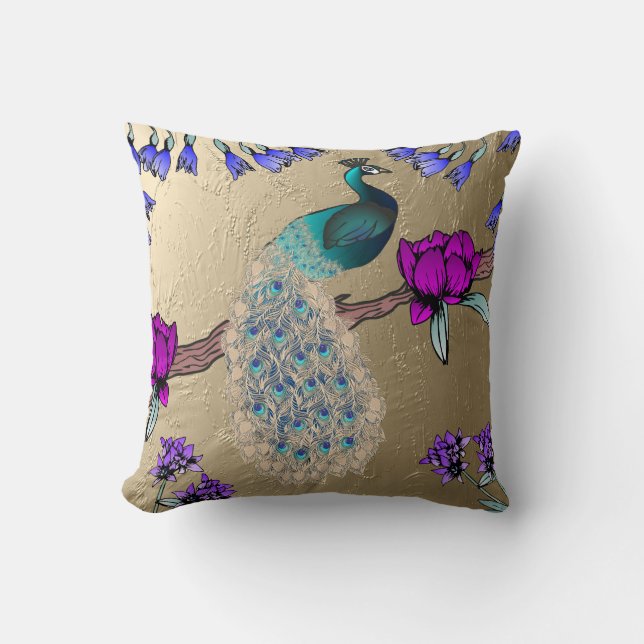 Peacock Throw Pillow (Front)