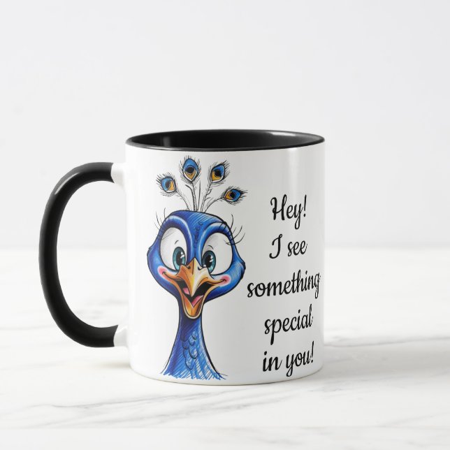 Peacock to Improve Humour Mug (Left)