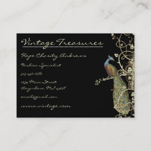 Peacock Tree Leaf Grunge Swirl Design Business Card