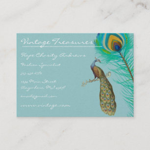 Peacock Tree Leaf Grunge Swirl Design Business Card