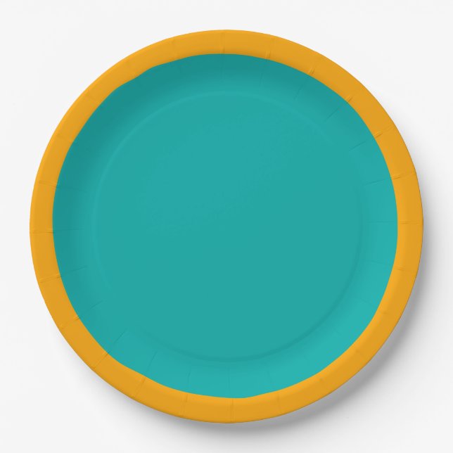 Peacock Turquoise Accent Colour Ready to Customize Paper Plate (Front)