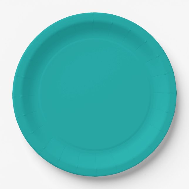 Peacock Turquoise Accent Colour Ready to Customize Paper Plate (Front)