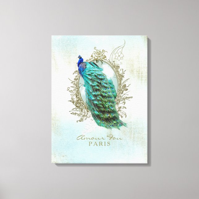 Peacock Turquoise Shabby - Toile Enveloppée (Recto)