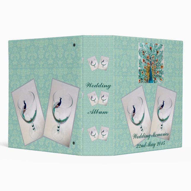 Peacock Turquoise Wedding Personalized Binder (Background)