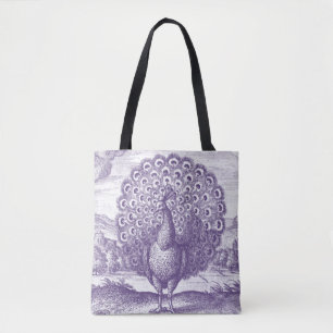 Peacock, une gravure vintage grand sac fourre-tout