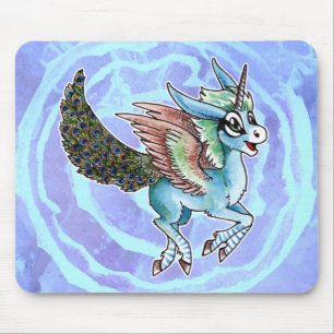 Peacock Unicorn Mouse Pad