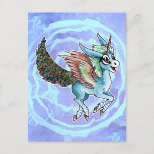 Peacock Unicorn Postcard