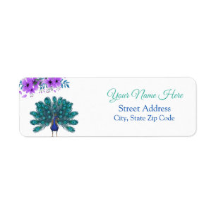 Peacock vert et bleu Fleurs d'aquarelle violette