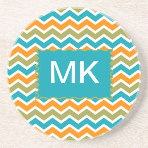 Peacock Vibrant Tribal Zigzag Coaster