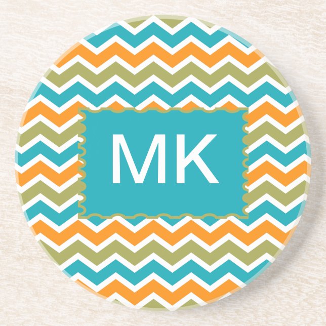 Peacock Vibrant Tribal Zigzag Coaster (Front)