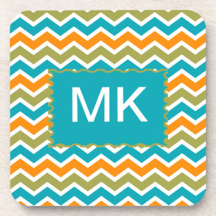 Peacock Vibrant Tribal Zigzag Coaster