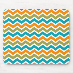 Peacock Vibrant Tribal Zigzag Mouse Pad