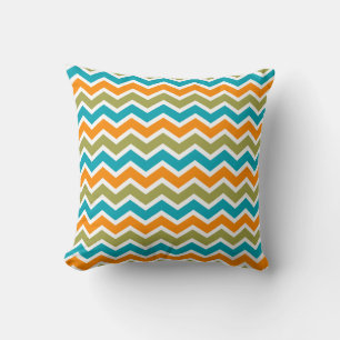 Peacock Vibrant Tribal Zigzag Throw Pillow