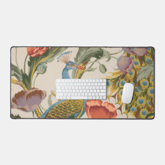 Peacock vintage avec Poppies roses et violettes