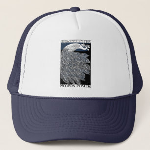 Peacock Vintage Blue Art Nouveau Art Trucker Hat
