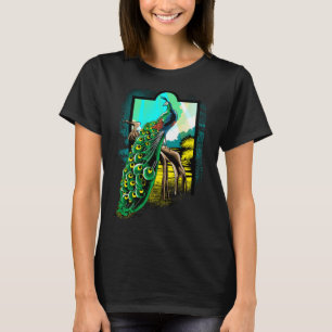 Peacock Vintage Distressed Graphic Blue Peacock T-Shirt