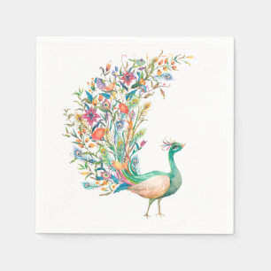 Peacock Vintage Illustration Napkins