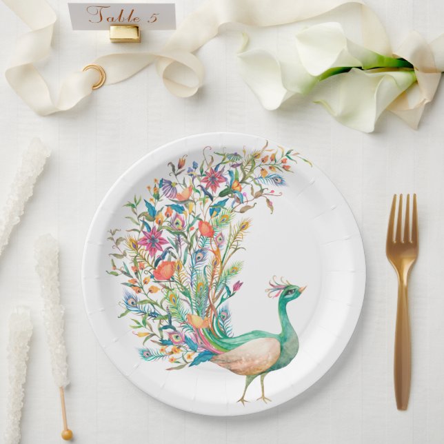 Peacock  Vintage Illustration Plates (Wedding)