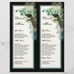 Peacock vintage, Plumes, 2 up, Menu du dîner