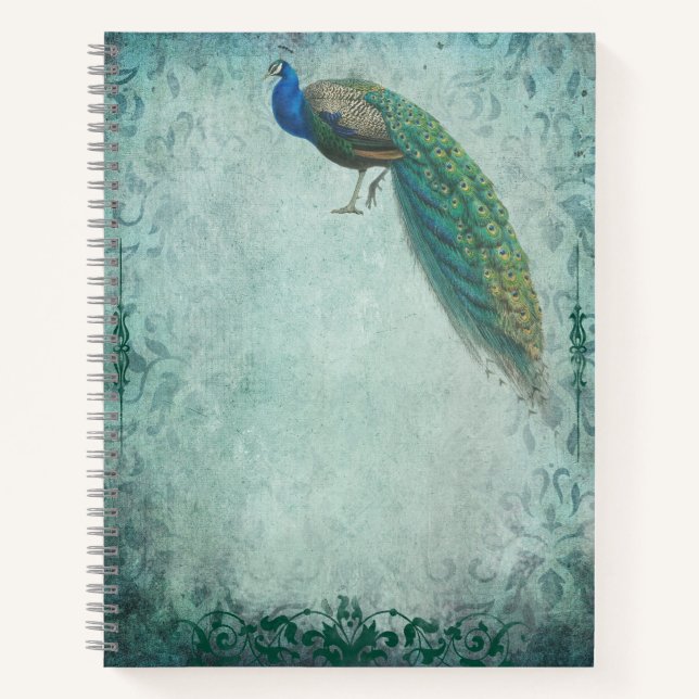 Peacock Vintage Style Sketchbook Journal (Front)