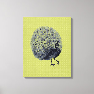 Peacock vintage sur vert - Toile enveloppée