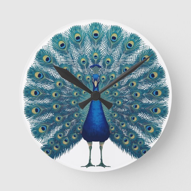 Peacock Wall Clock – Elegant Decorative Timepiece  (Front)